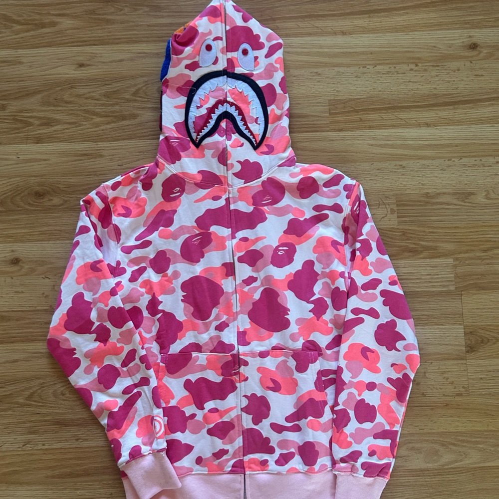 Pink and White Camo Half-Zip Hoodie